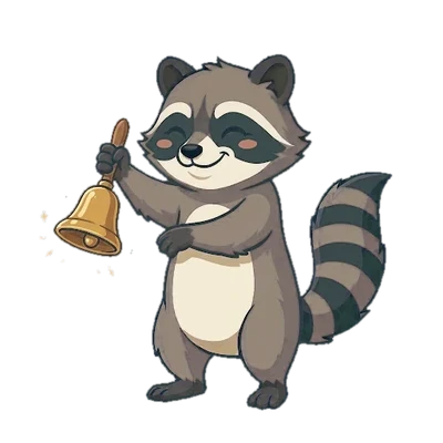 Der Waschbär läutet eine Glocke